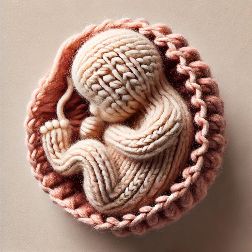 Image of fetus woven with wool